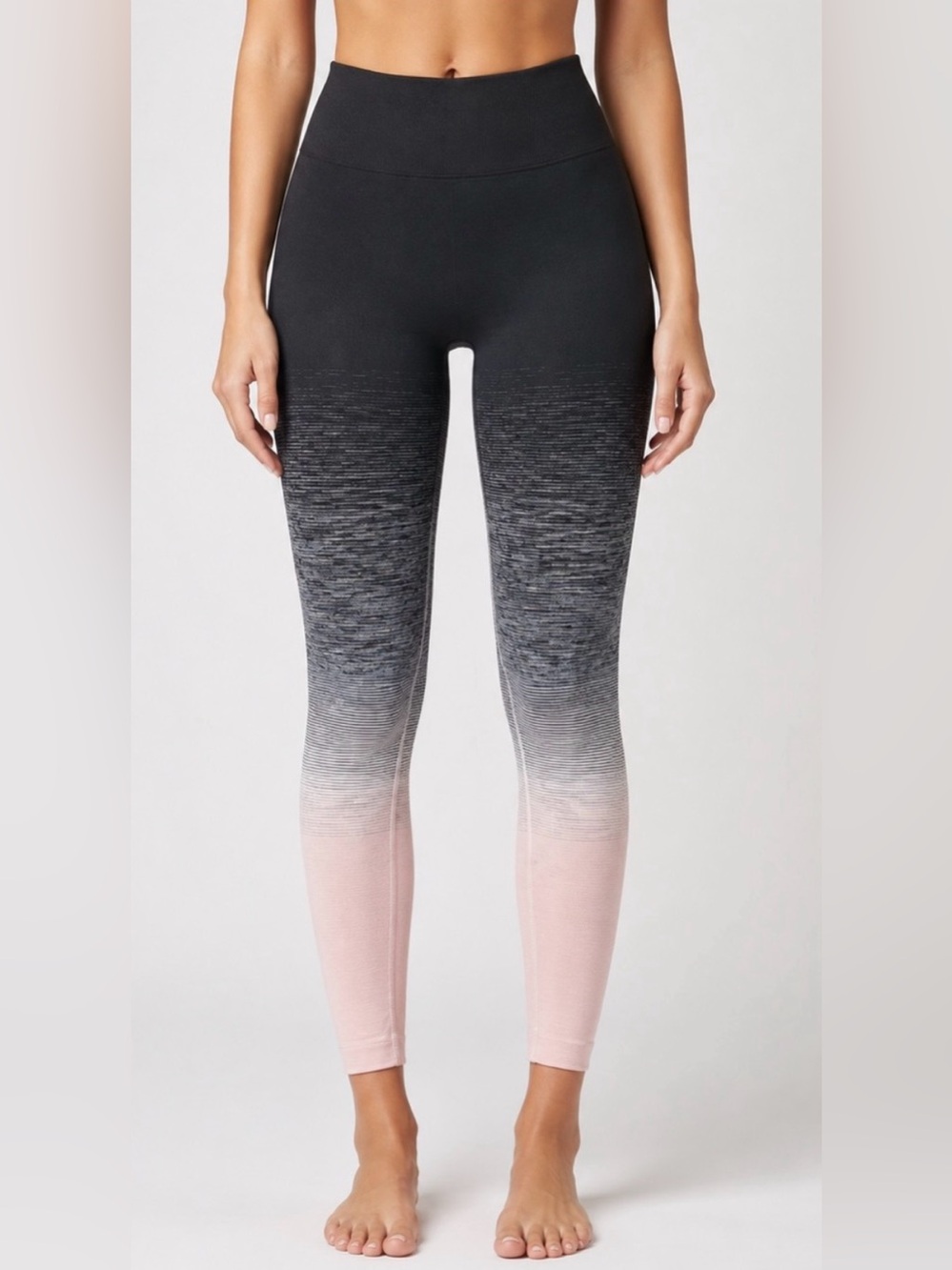 NUX Ombre Seamless High-Waist Leggings Black to Blush Pink M Medium